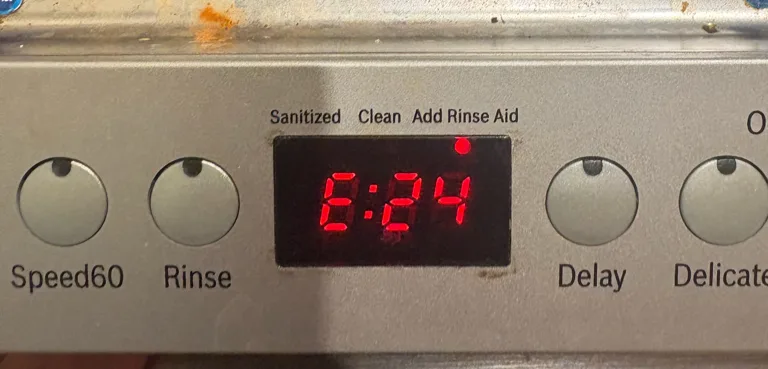 Bosch dishwasher control panel showing error E:24