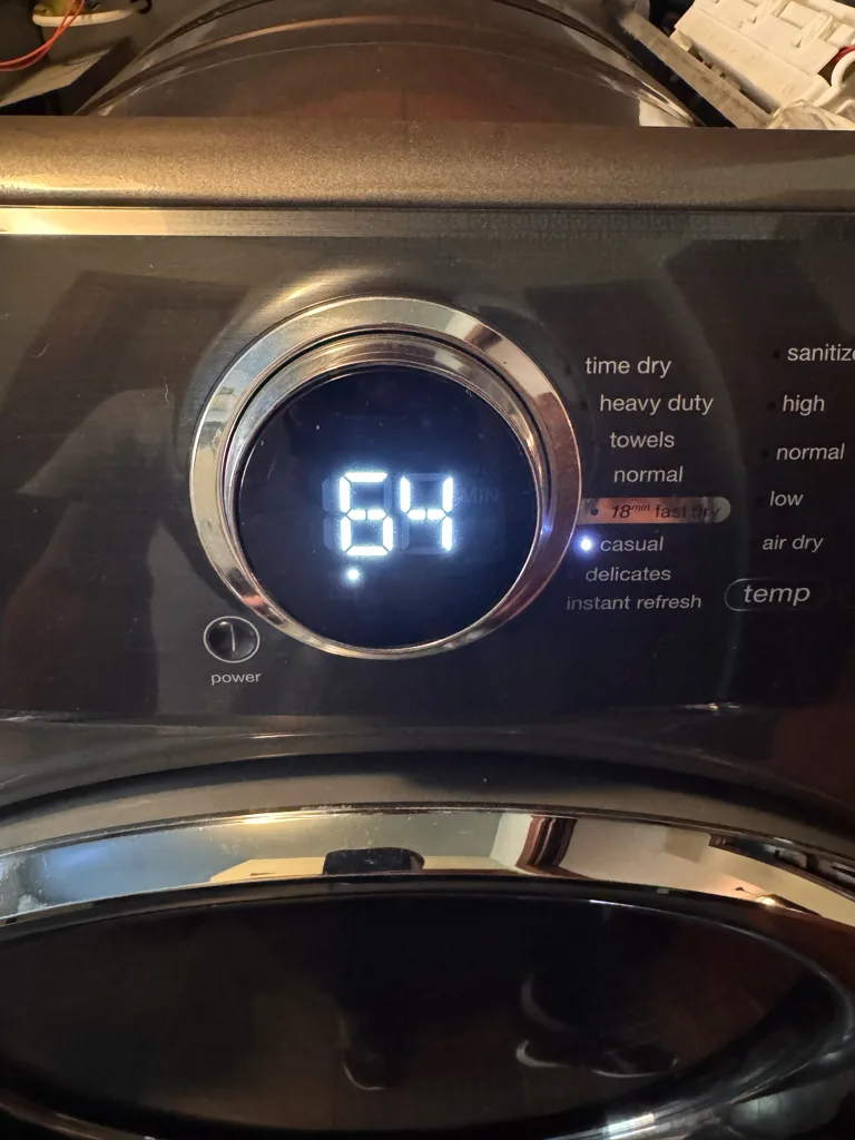 Electrolux dryer control showing E64