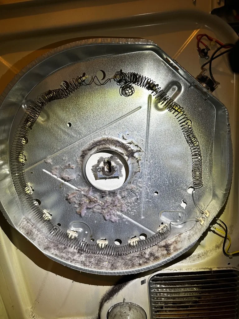 Heating element ring at the back of an Electrolux dryer drum