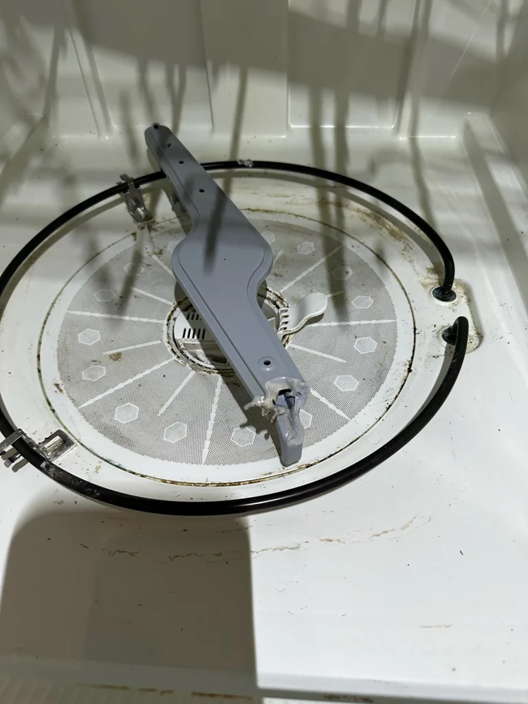 Lower spray arm and filter of a Frigidaire dishwasher