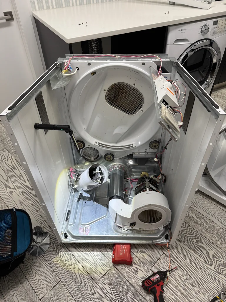 Frigidaire dryer opened up after it overheated and would not start