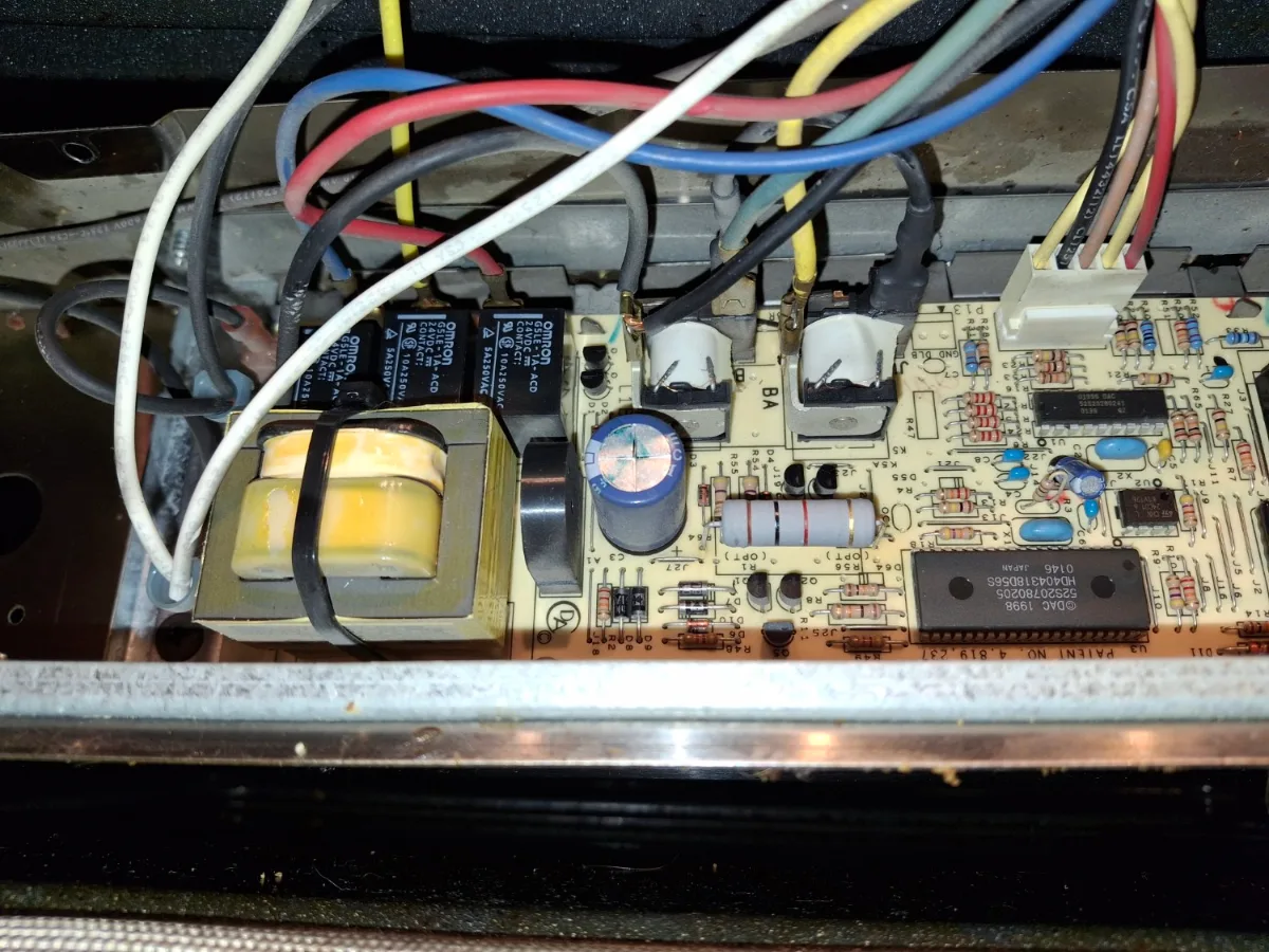 Control board behind the control panel of a JennAir range