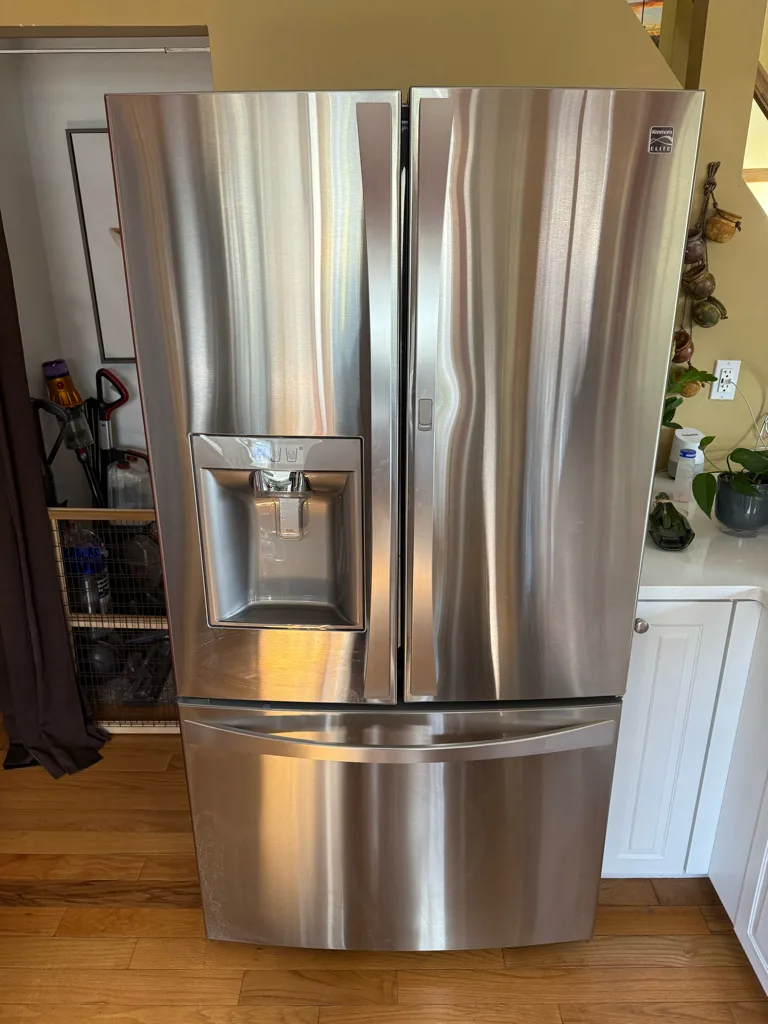 Stainless steel Kenmore Elite French door refrigerator in a Denver-area home