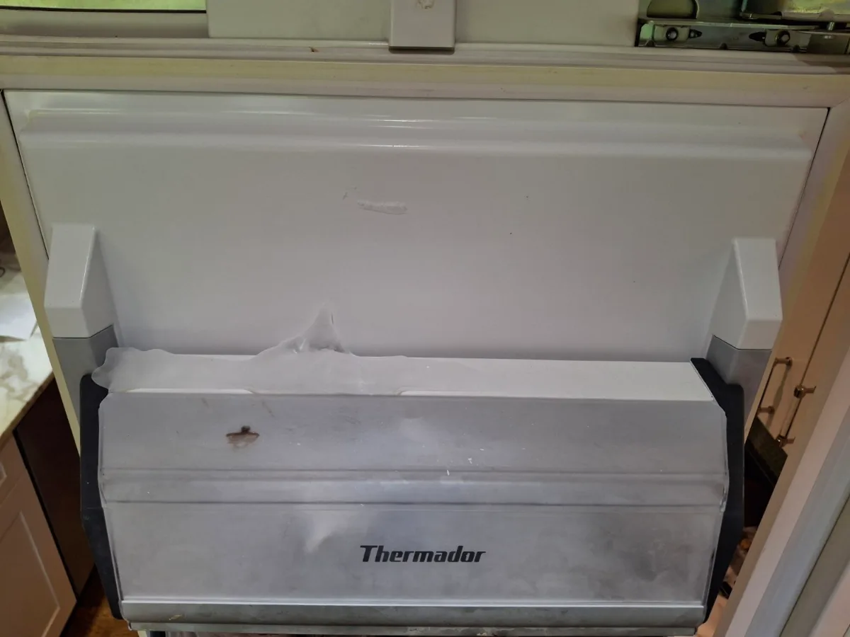 Freezer drawer of a Thermador refrigerator that needed a new door gasket