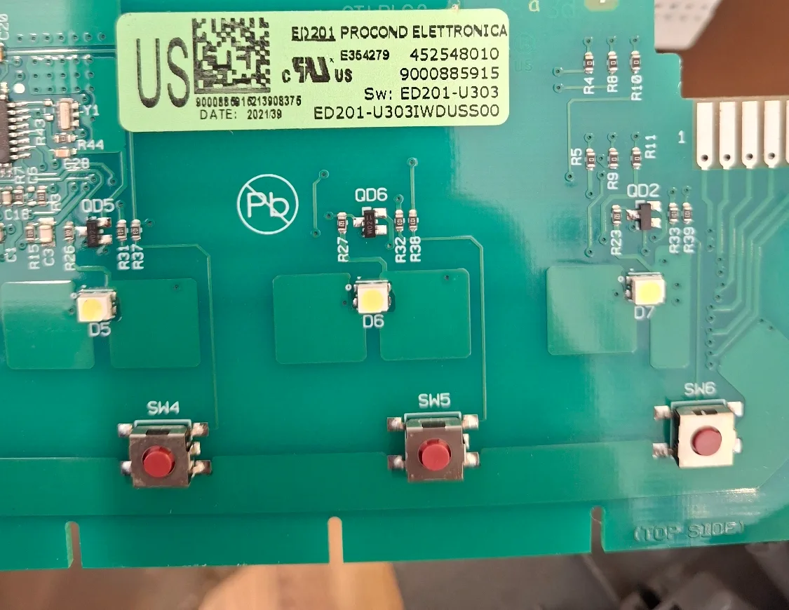 User interface board from a Thermador refrigerator
