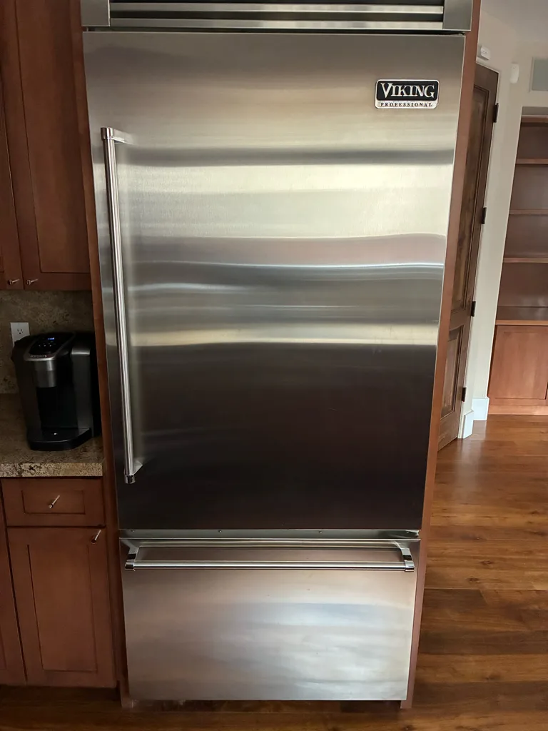 Stainless Viking built-in bottom-freezer refrigerator