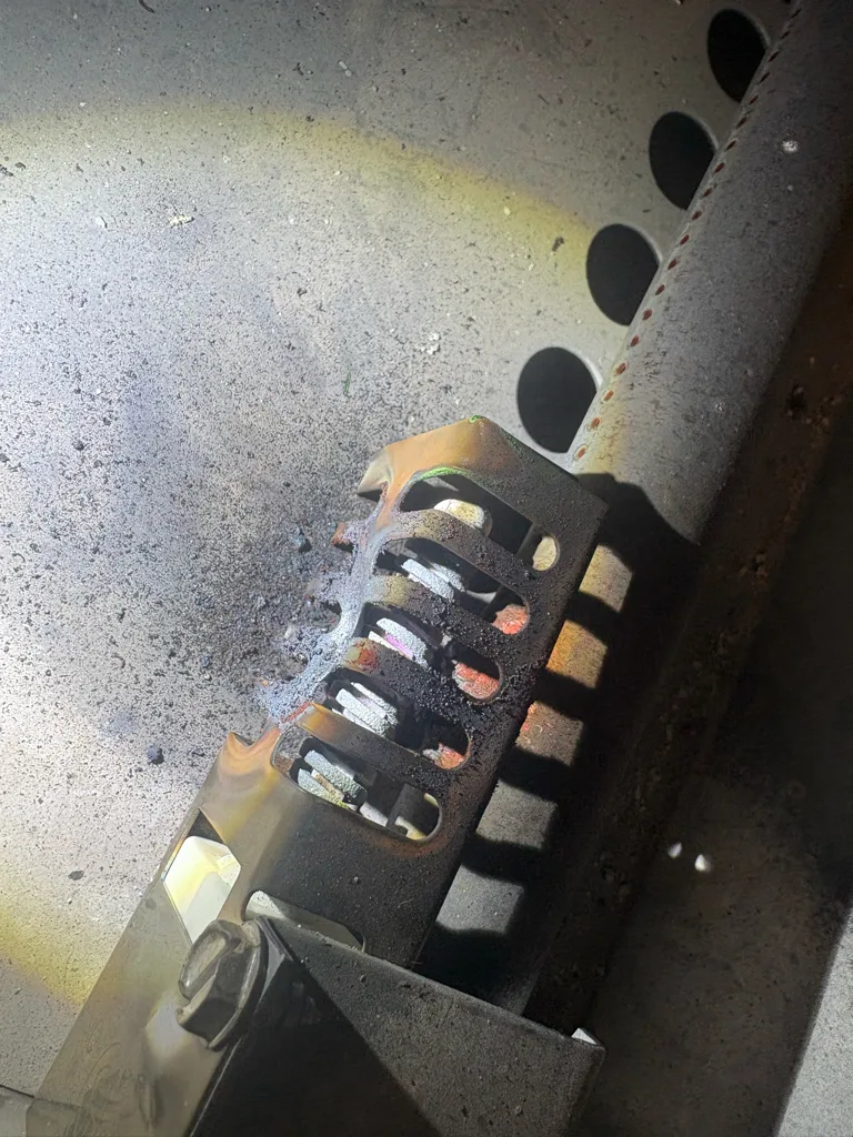 Close-up of the bake burner ports in a Viking oven