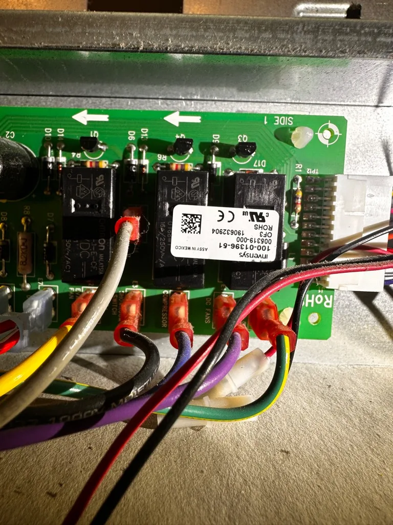 Power board and wiring of a Viking built-in refrigerator