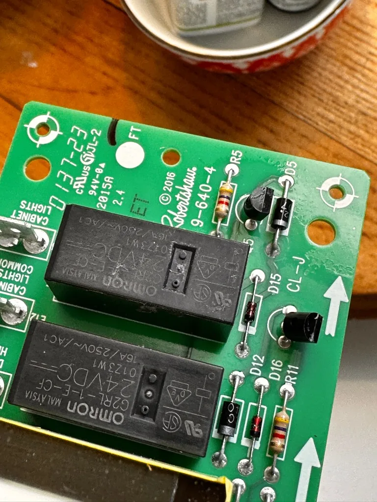 Relay board from a Viking refrigerator control