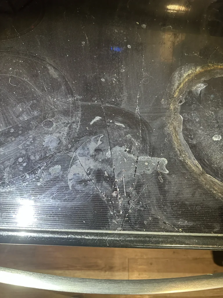 Cracked glass top on a Whirlpool electric range